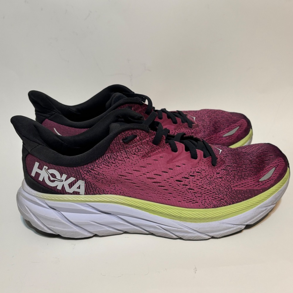 Hoka Clifton 8 Running Shoes Women 11 Berry Black Excellent 1119394 BGIR